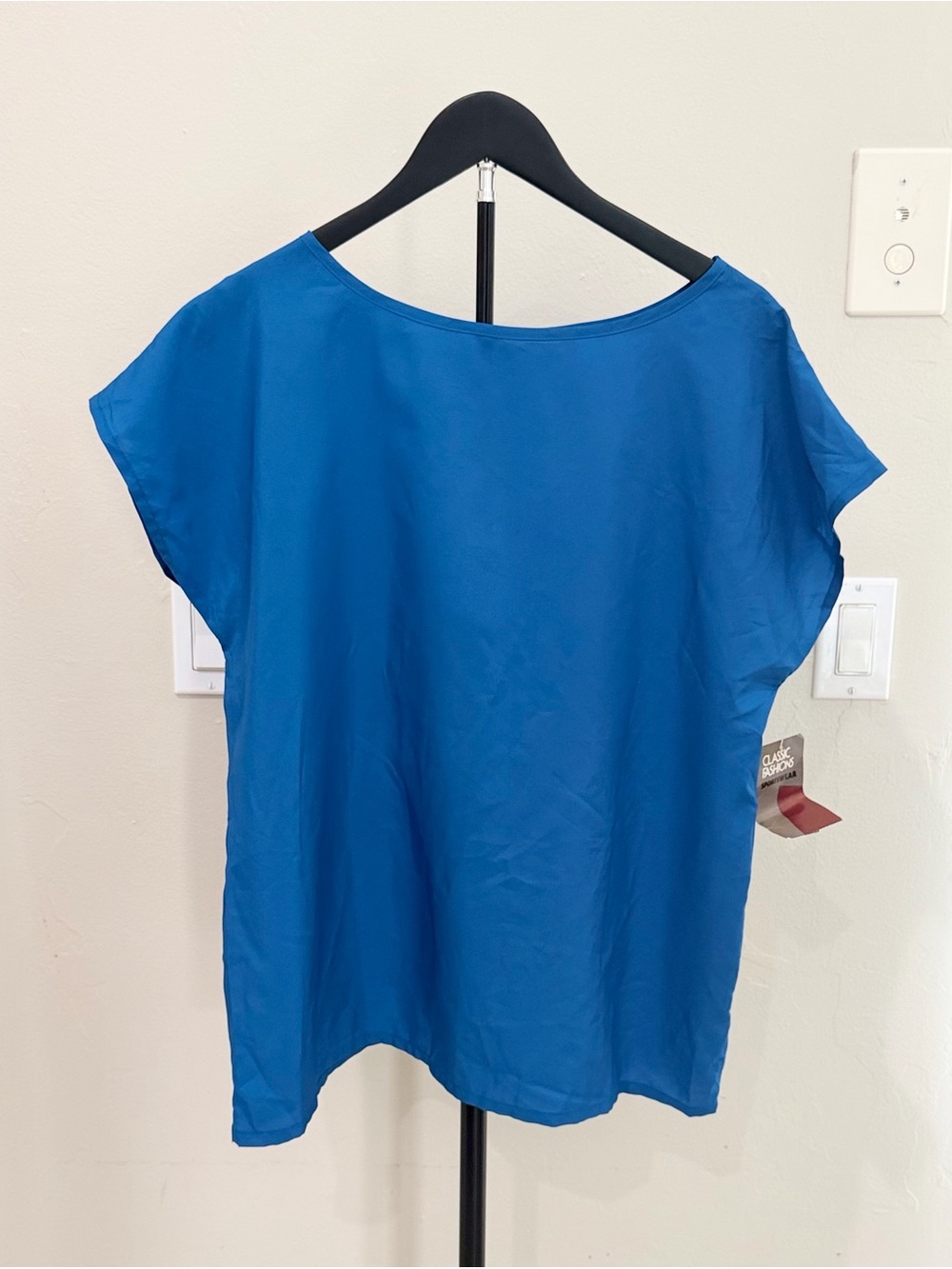 Vintage 1990s Ashley Hall Sears Deadstock Blue Blouse Chic Business Casual
